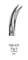 786-410 Ножницы изогнутые по ребру для иридэктомии 115 мм 13-532